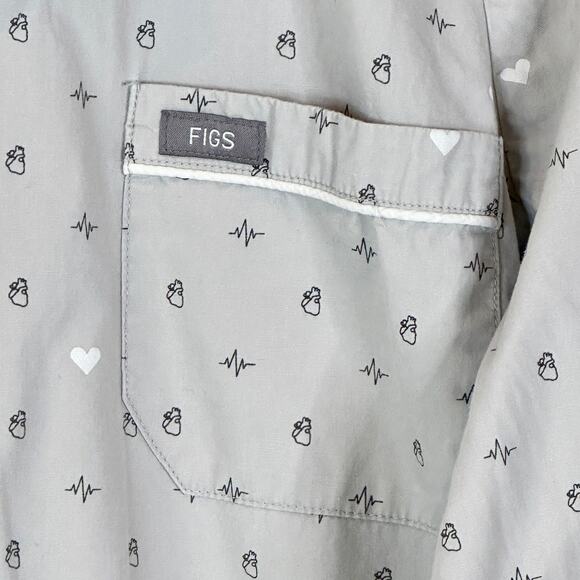 Figs Dream Big Pajama Button Front Top Women Small Front Pocket - Picture 5 of 10
